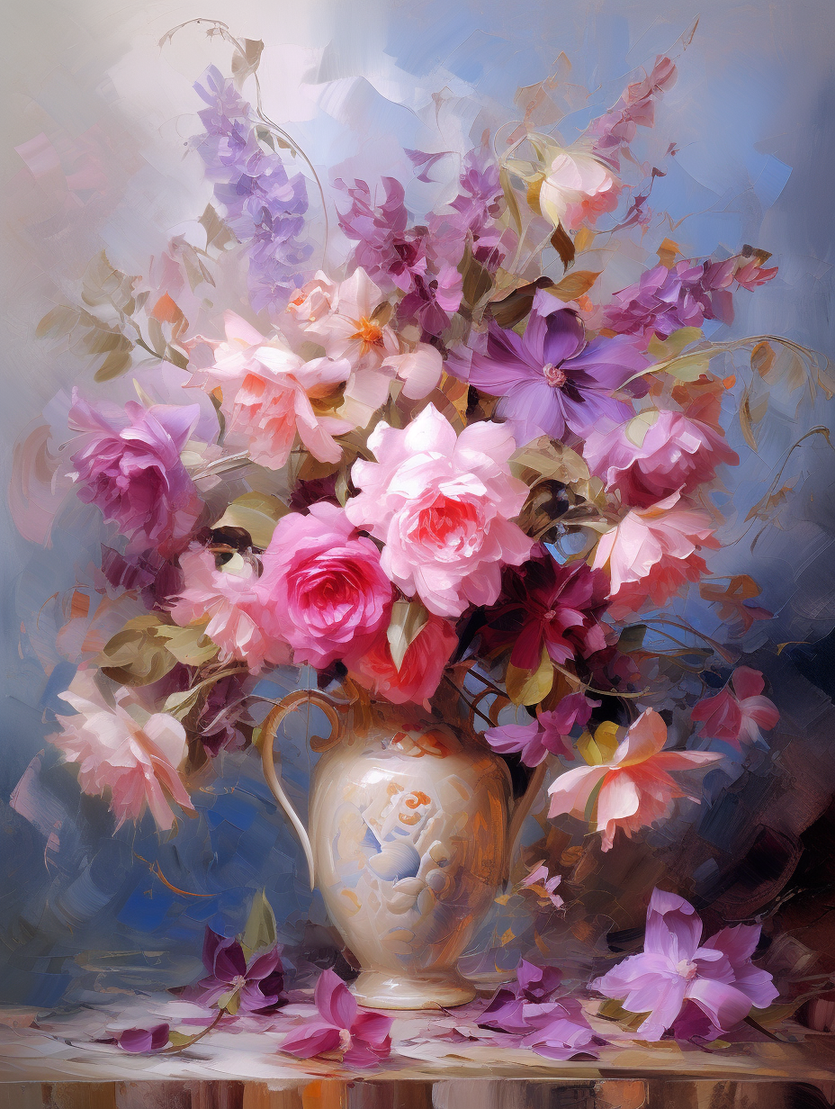 Tan Pitcher Of Flowers Diamond Art Kit
