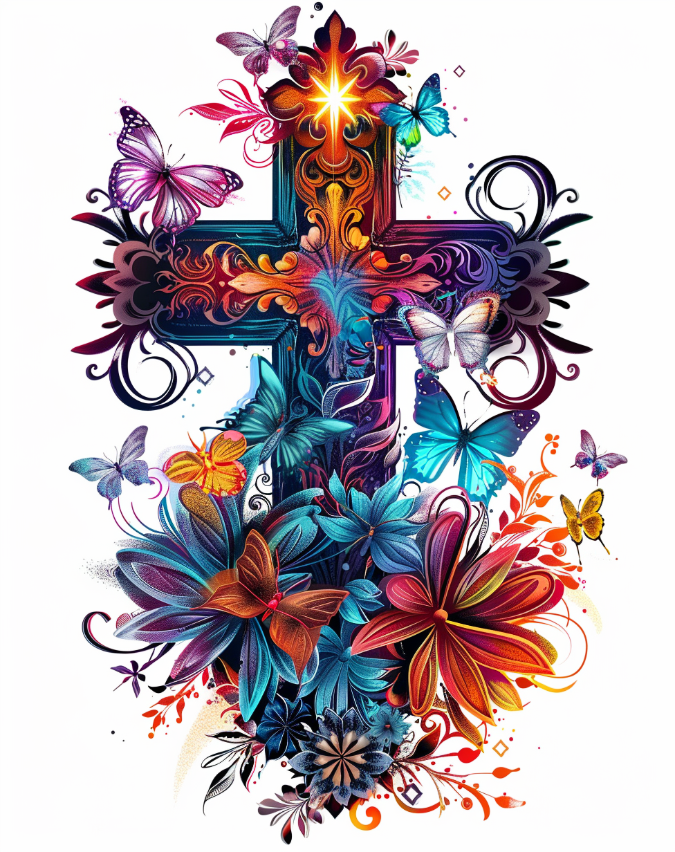 Dark Flower Cross Diamond Art Kit