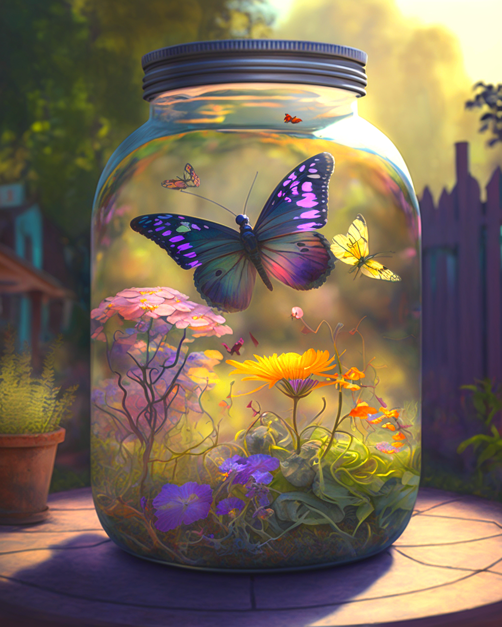 Flower And Butterfly Jar Diamond Art Kit