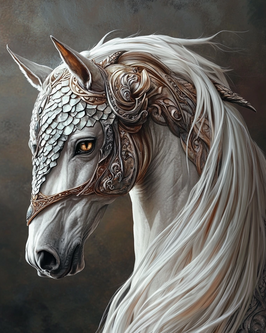 White Armor Horse Diamond Art Kit