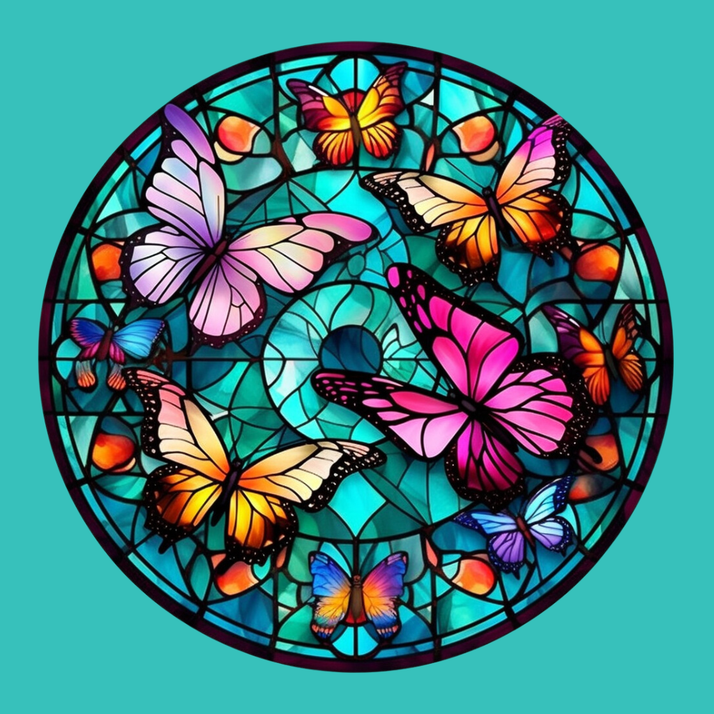 Green Circle Flying Butterflies Diamond Art Kit