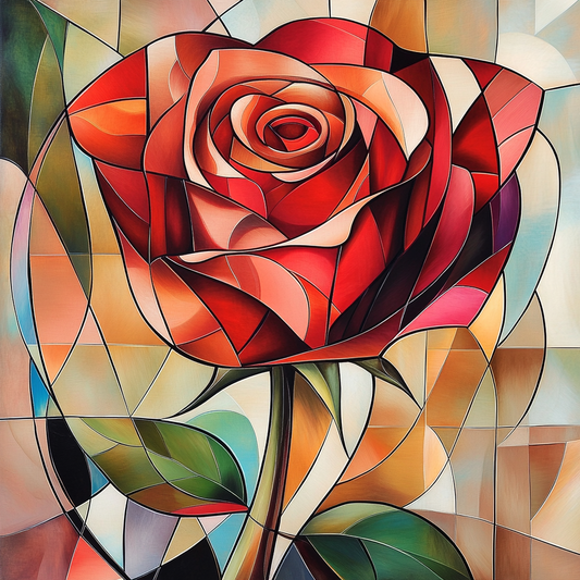 Shades Of Red Abstract Rose Diamond Art Kit