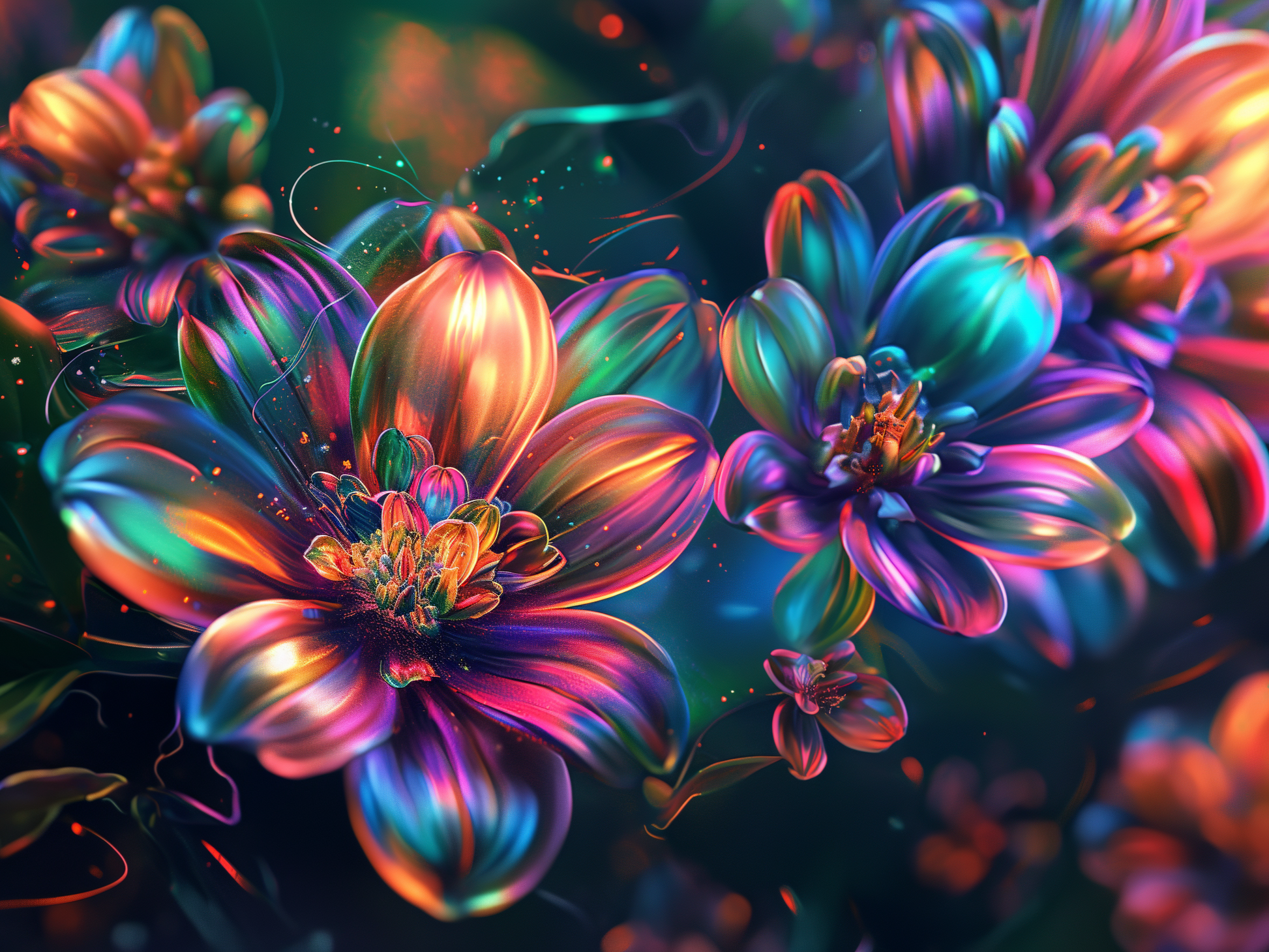 Vibrant Colored Flowers Diamond Art Kit