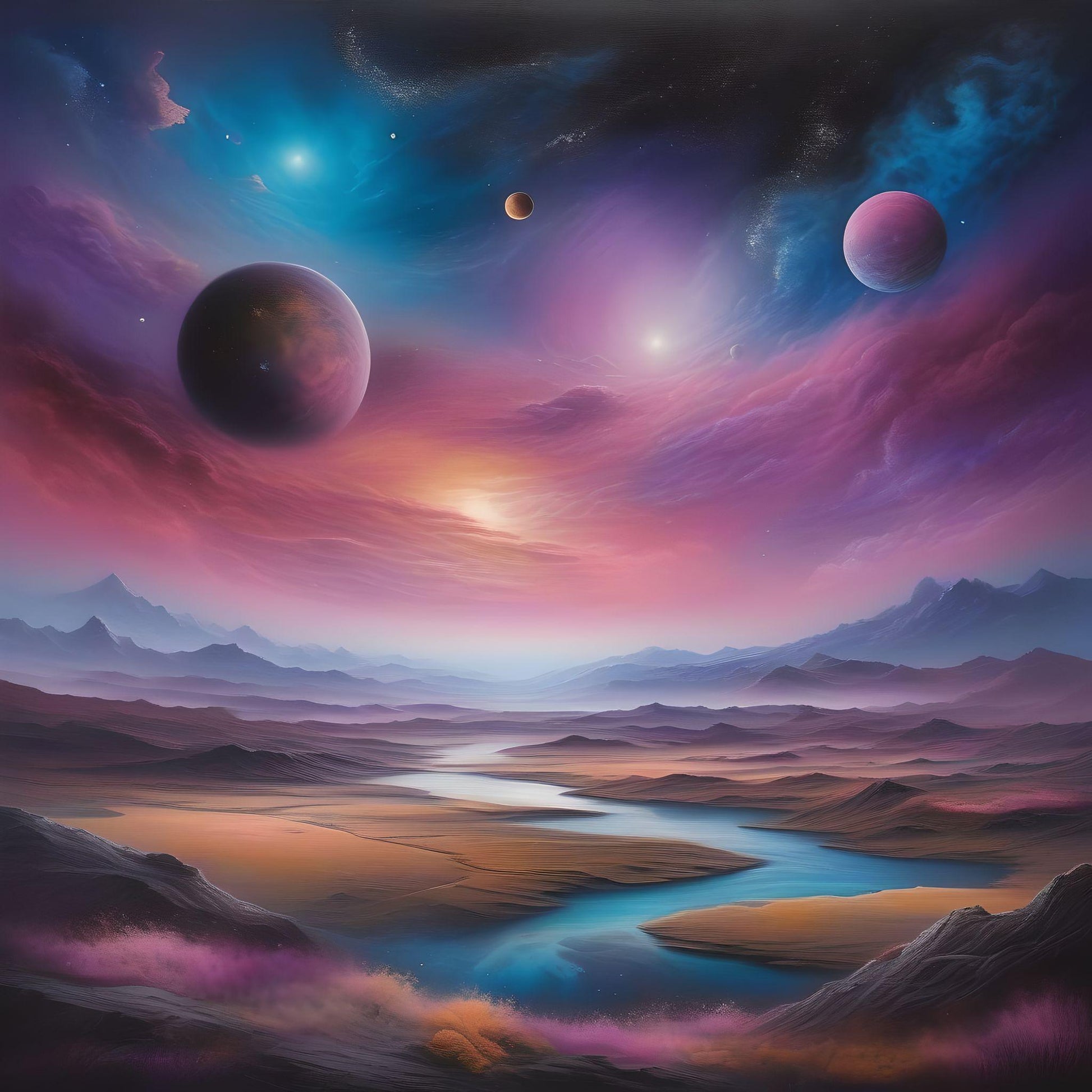 Colorful Ground And Planets Diamond Art Kit