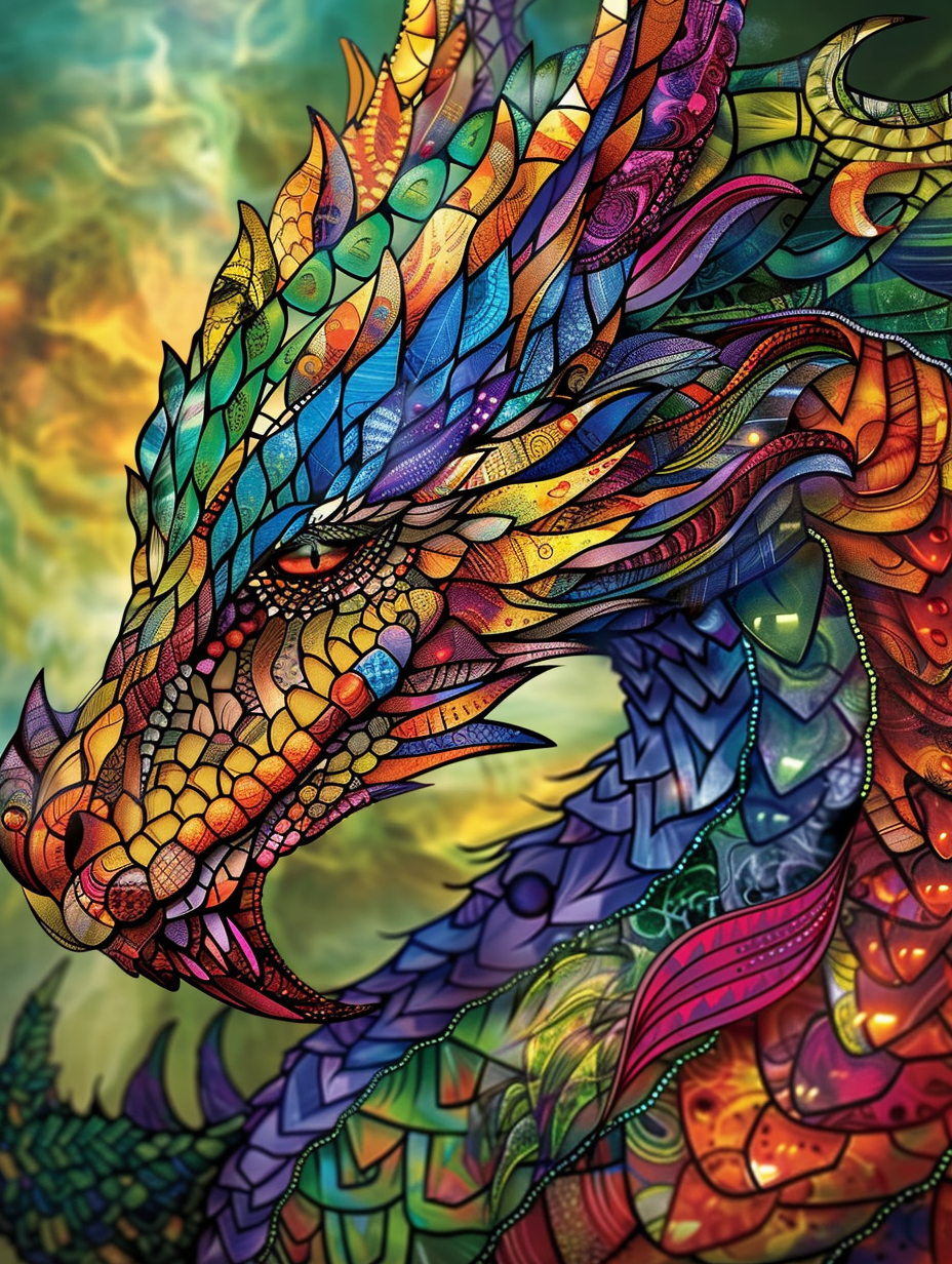 Colorful Dragon Head Abstract Diamond Art Kit