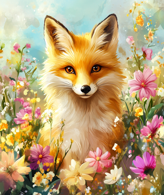 Fox In Flowers Diamond Art Kit