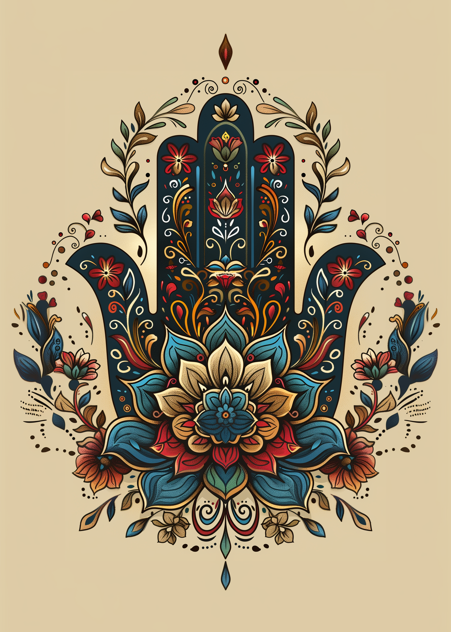 Tan Background Hamsa Diamond Art Kit