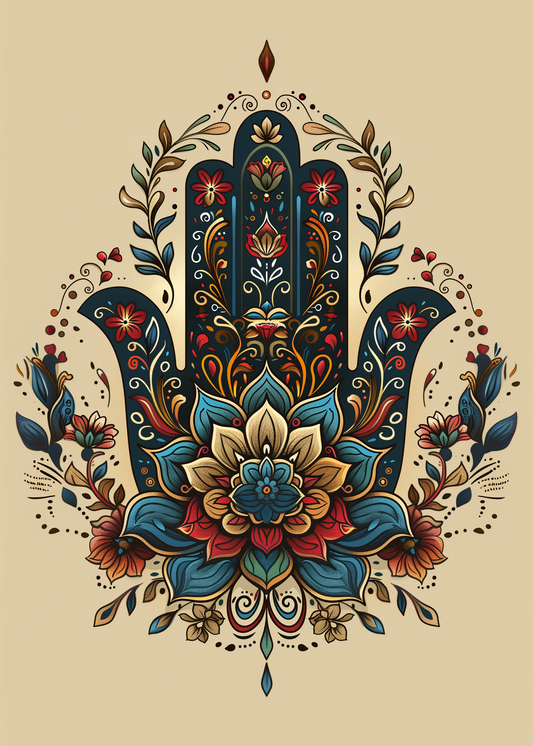 Tan Background Hamsa Diamond Art Kit