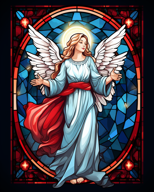 Blue Dress Red Sash Angel Diamond Art Kit
