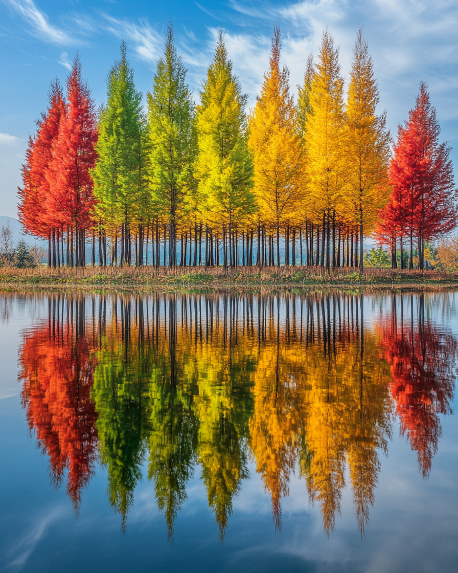 Colorful Tree Reflections Diamond Art Kit