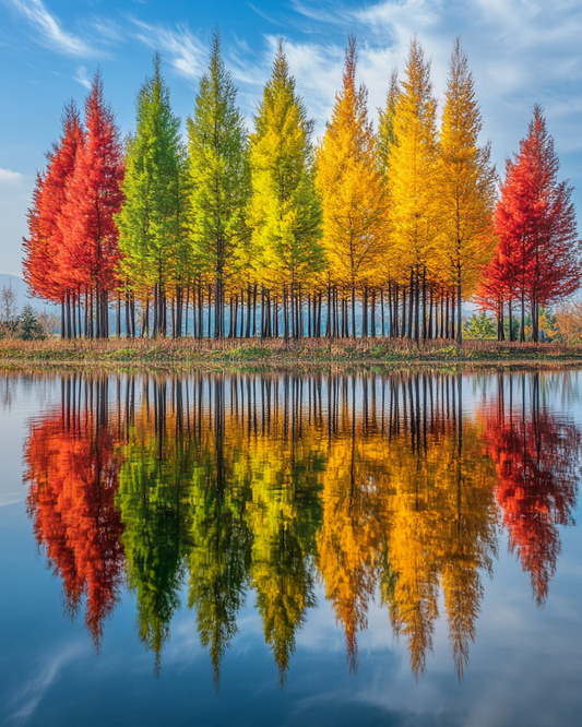 Colorful Tree Reflections Diamond Art Kit
