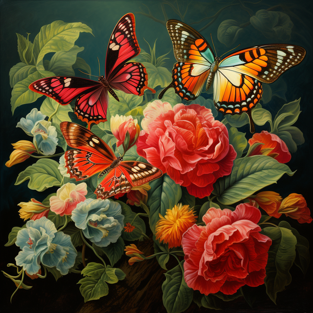 Three Butterflies Flowering Plant Diamond Art Kit