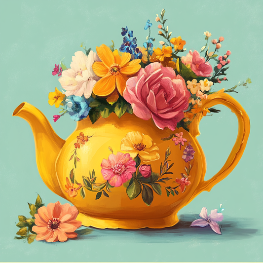 Teapot Vase Of Flowers Diamond Art Kit