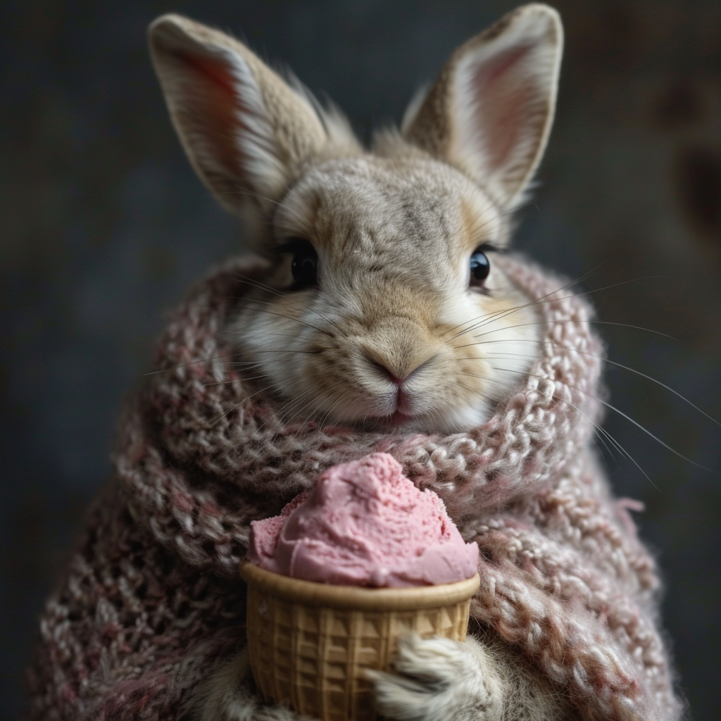 Pink Ice Cream Bunny Diamond Art Kit