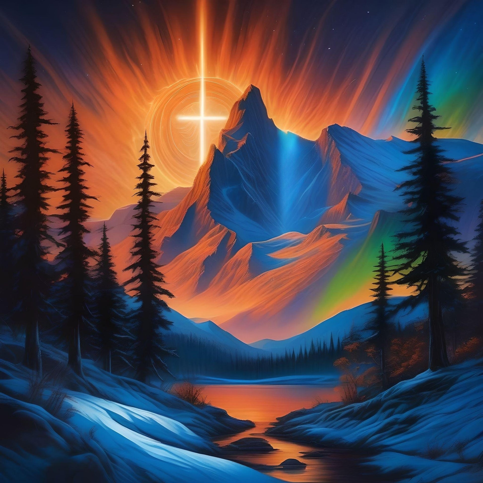 Northern Lights Glowing Cross Diamond Art Kit