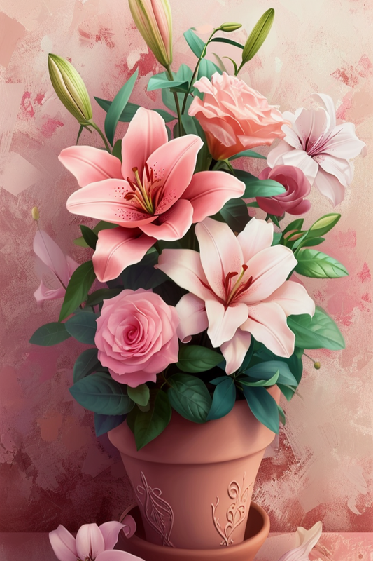Pot Of Lilies Diamond Art Kit