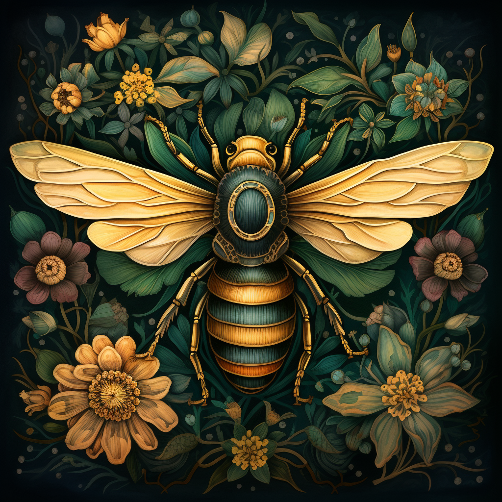 Green Gold Striped Bee Diamond Art Kit