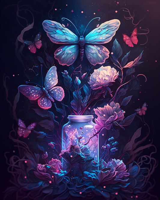 Jar Butterflies Flowers Diamond Art Kit