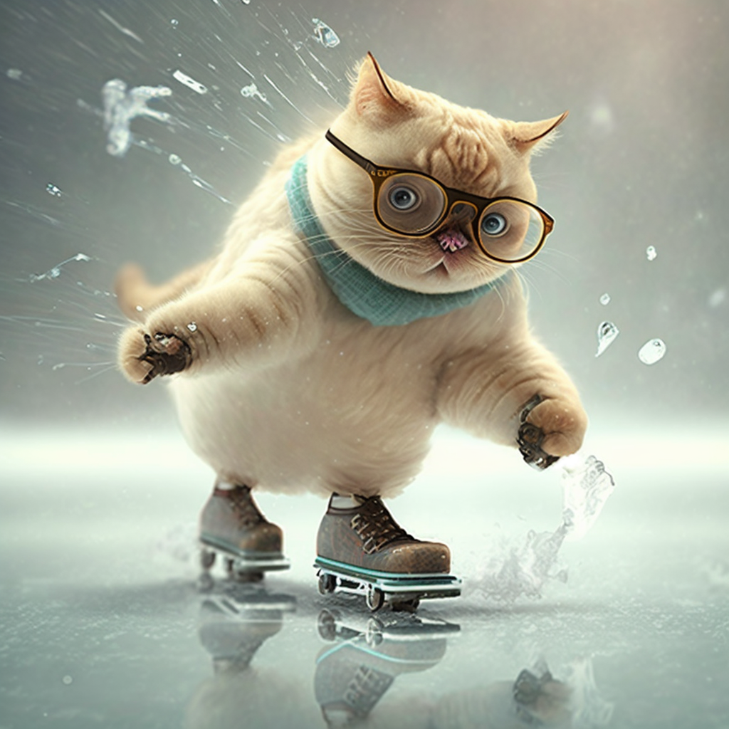 Ice Skating Glasses Kitten Diamond Art Kit