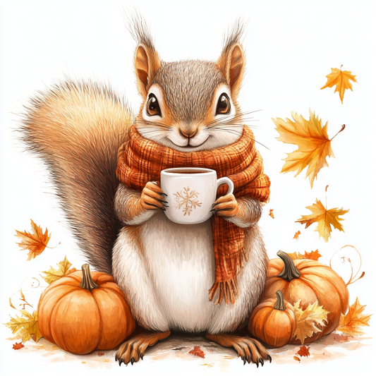 Autumn Scarf Squirrel Diamond Art Kit