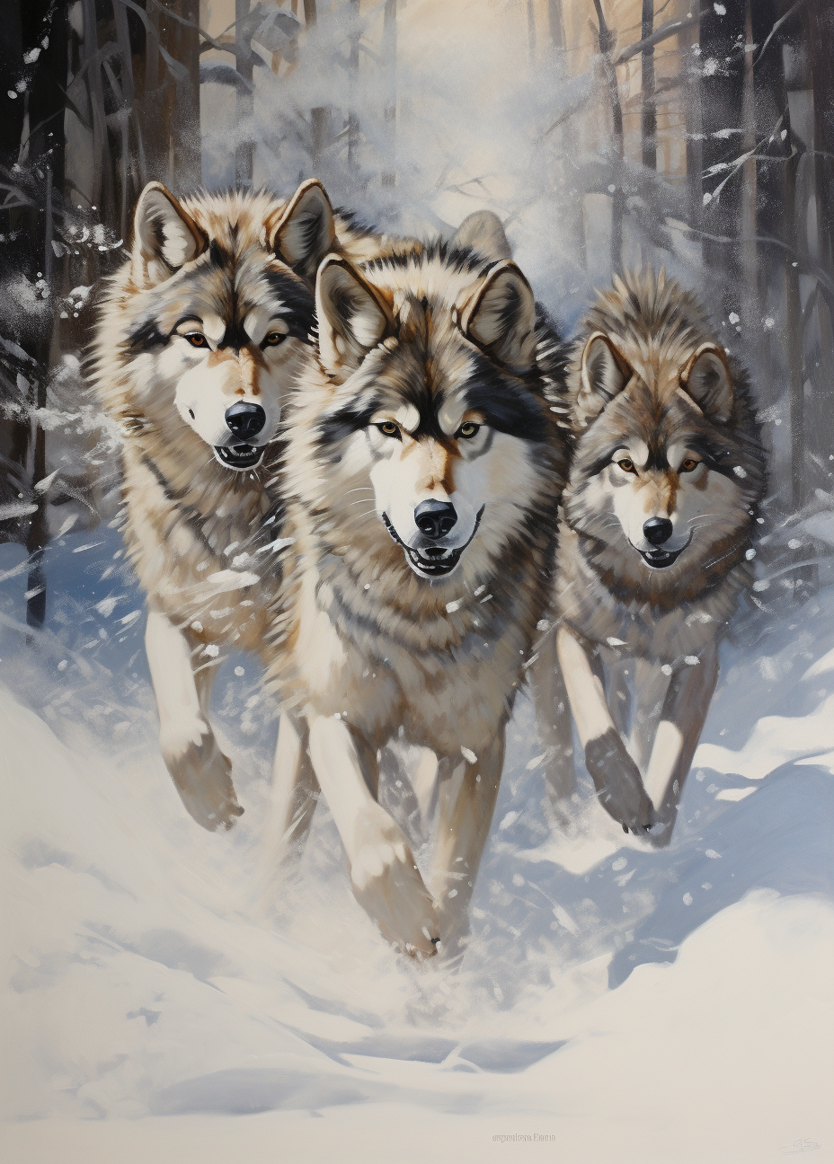 Running Snow Wolfpack Diamond Art Kit