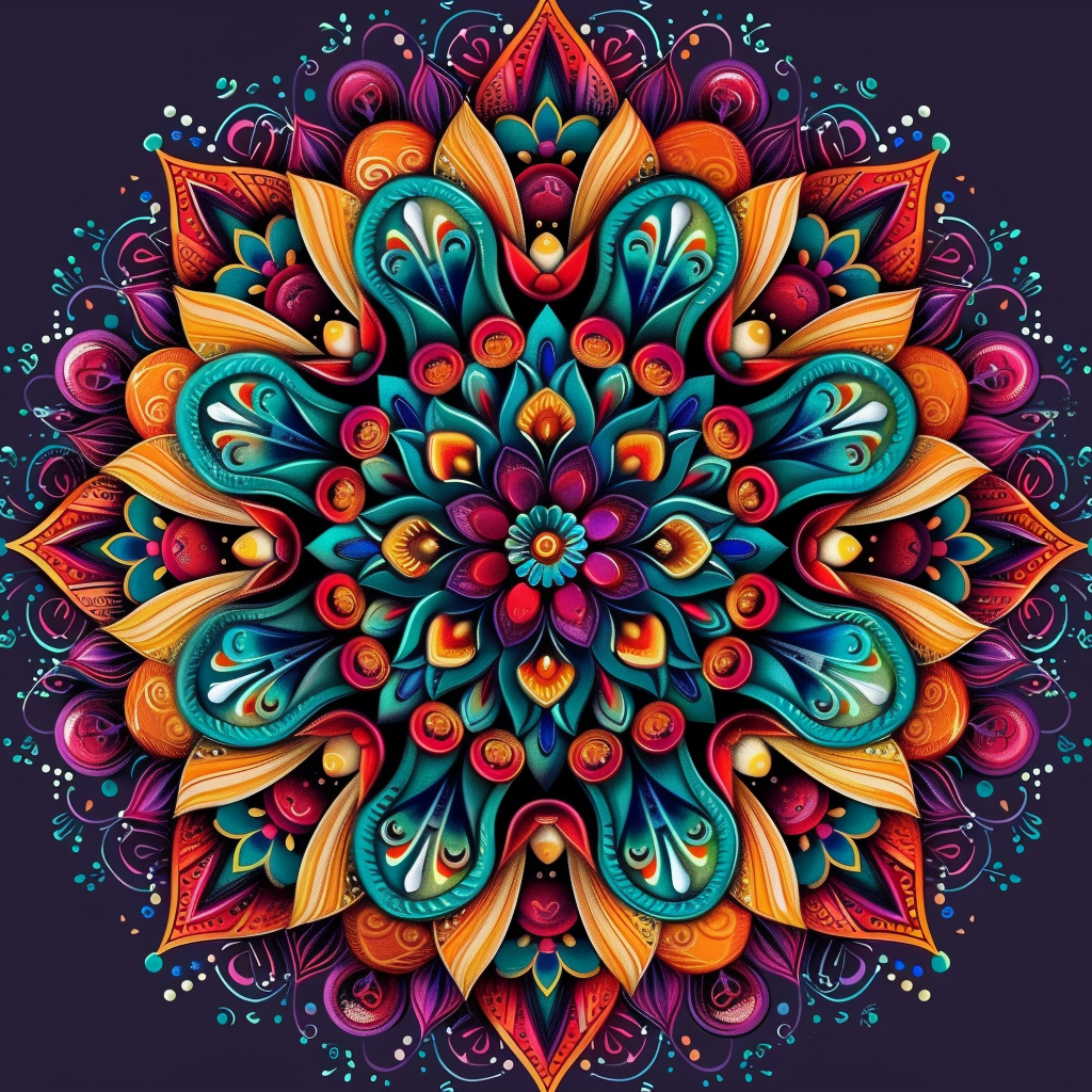 Green Flower Center Mandala Diamond Art Kit