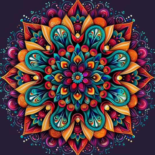 Green Flower Center Mandala Diamond Art Kit