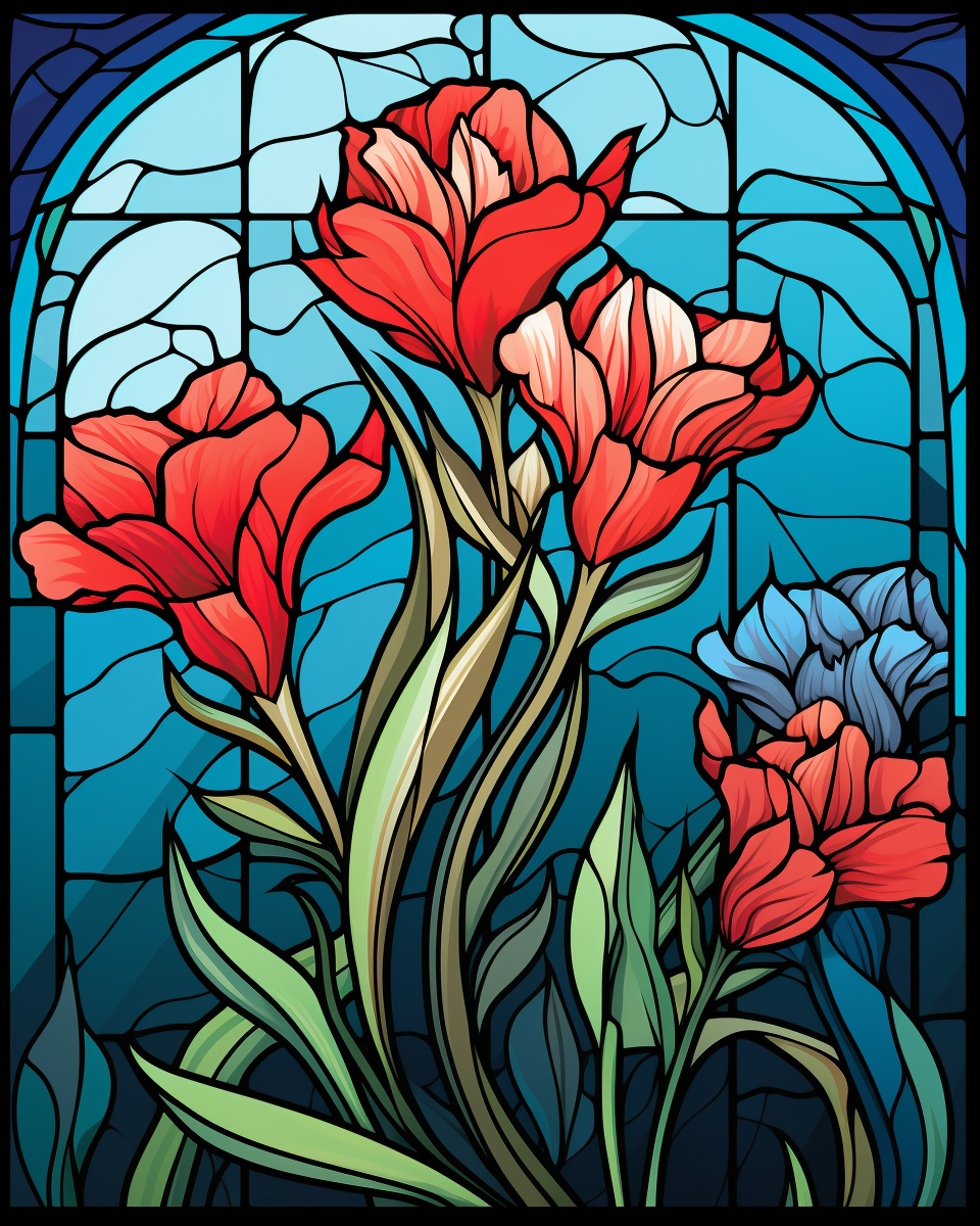 Flower And Leaves Abstract Diamond Art Kit