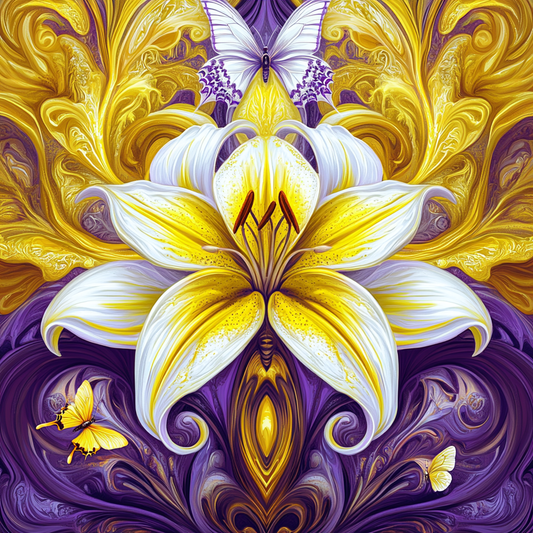 White Yellow Lily Diamond Art Kit