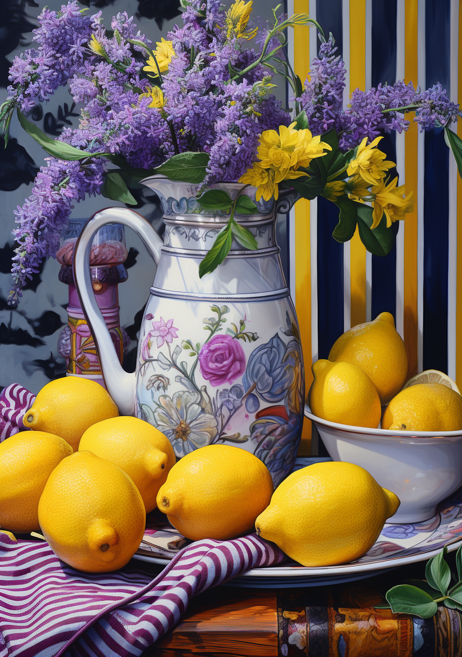 Flower Vase And Lemons Diamond Art Kit