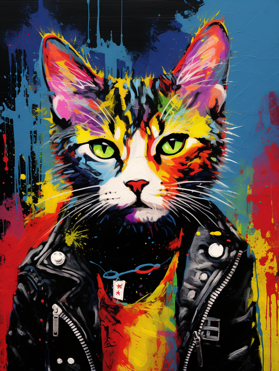 Leather Jacket Graffiti Cat Diamond Art Kit