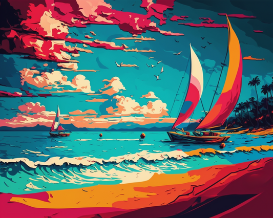 Billowing Sail Sailboats Diamond Art Kit