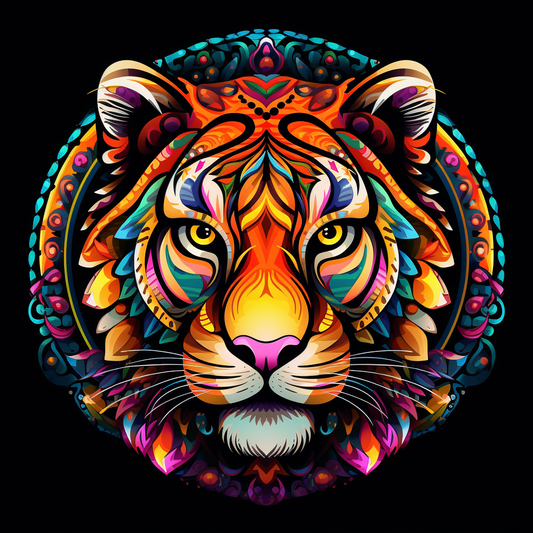 Colorful Tiger Circle Mandala Diamond Art Kit