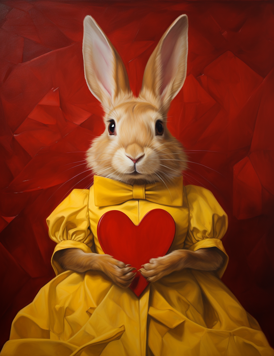 Yellow Dress Red Heart Rabbit Diamond Art Kit
