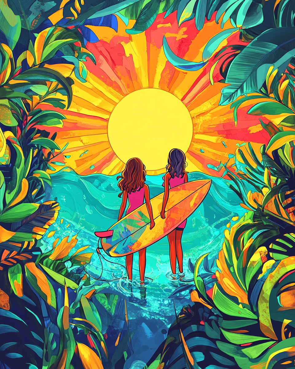 Two Girls Surfboard Diamond Art Kit