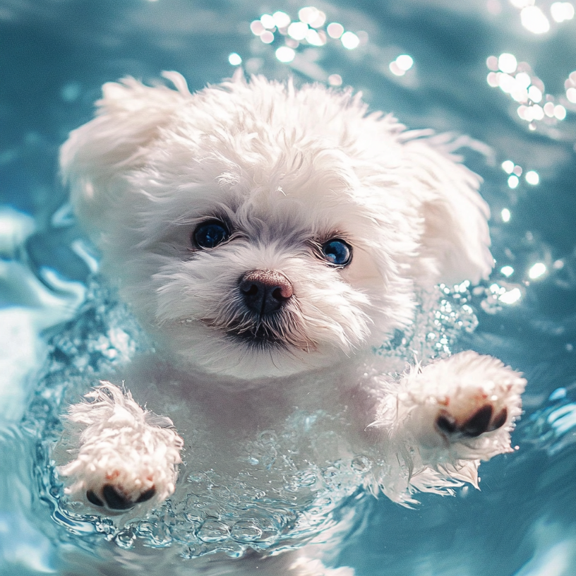 White Puppy In Water Diamond Art Kit
