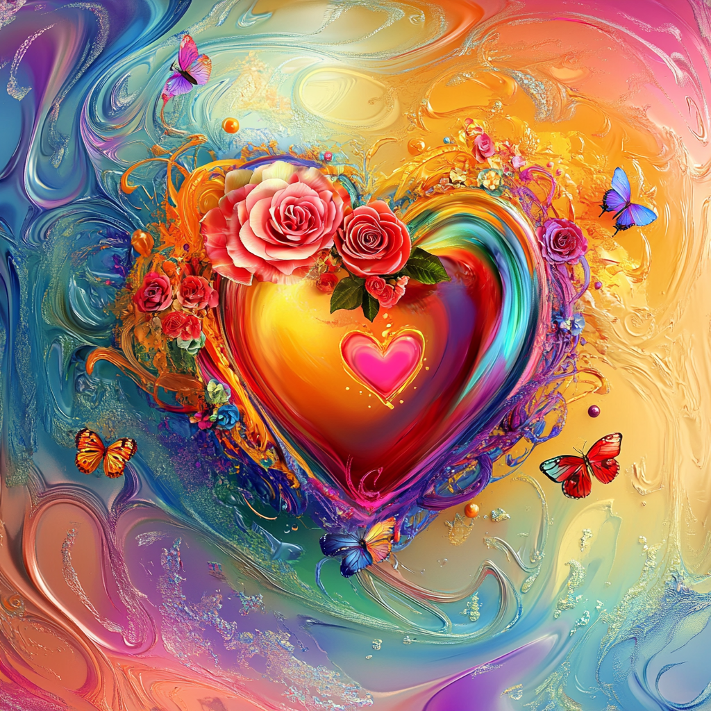 Double Rose Abstract Heart Diamond Art Kit
