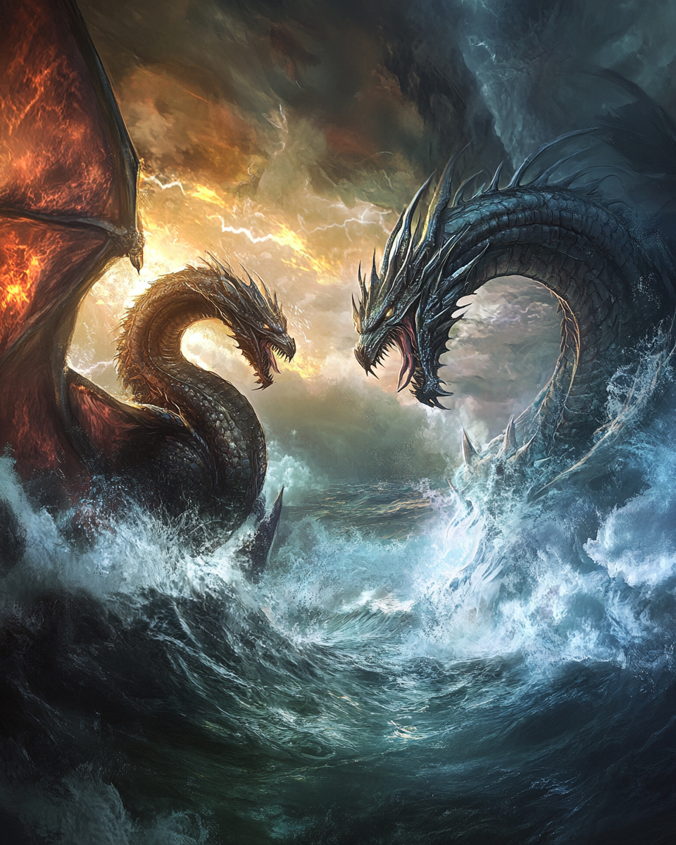 Sea And Land Dragons Diamond Art Kit