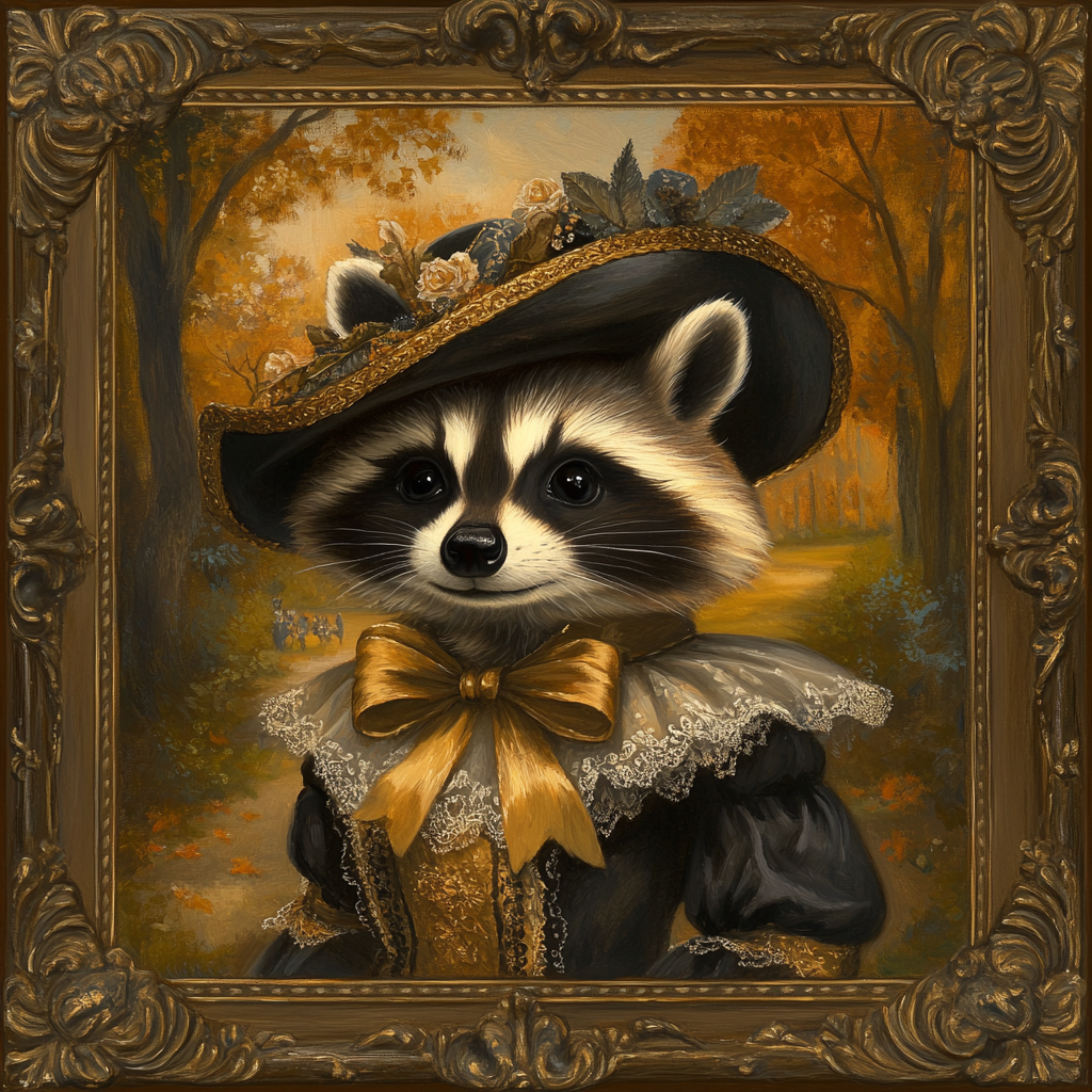 Gold Bow Blackhat Raccoon Diamond Art Kit