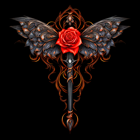 Brown Grey Wing Rose Cross Diamond Art Kit