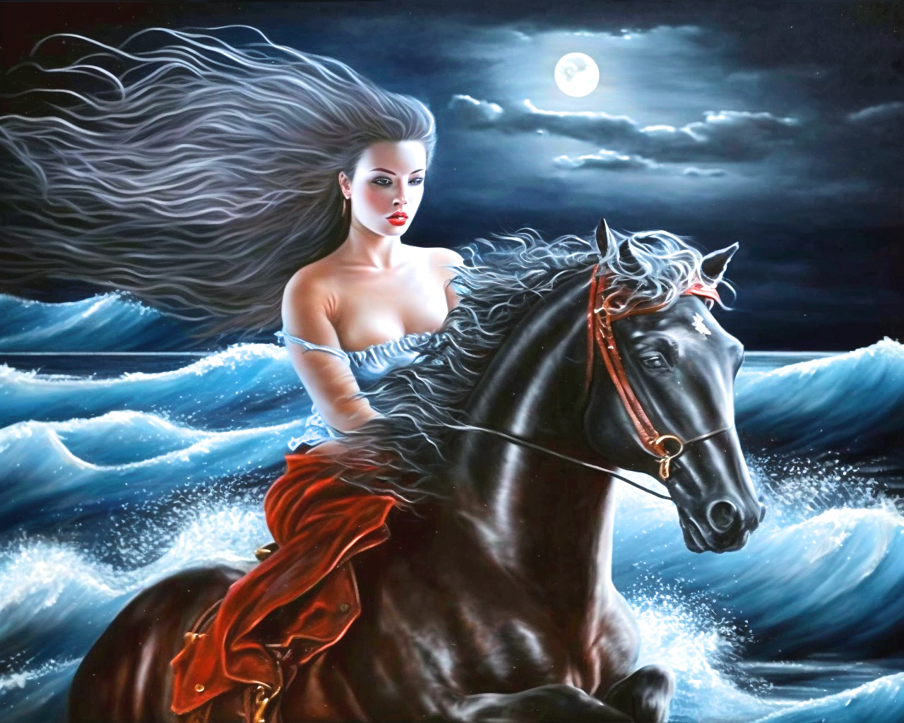 Woman Blackhorse Waves Diamond Art Kit