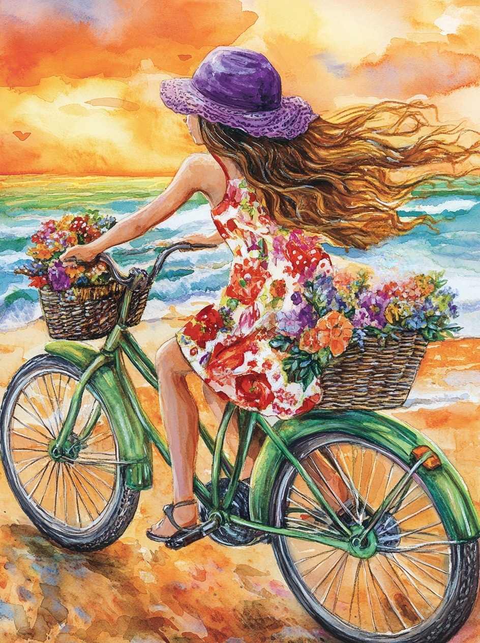Beach Bike Ride Diamond Art Kit