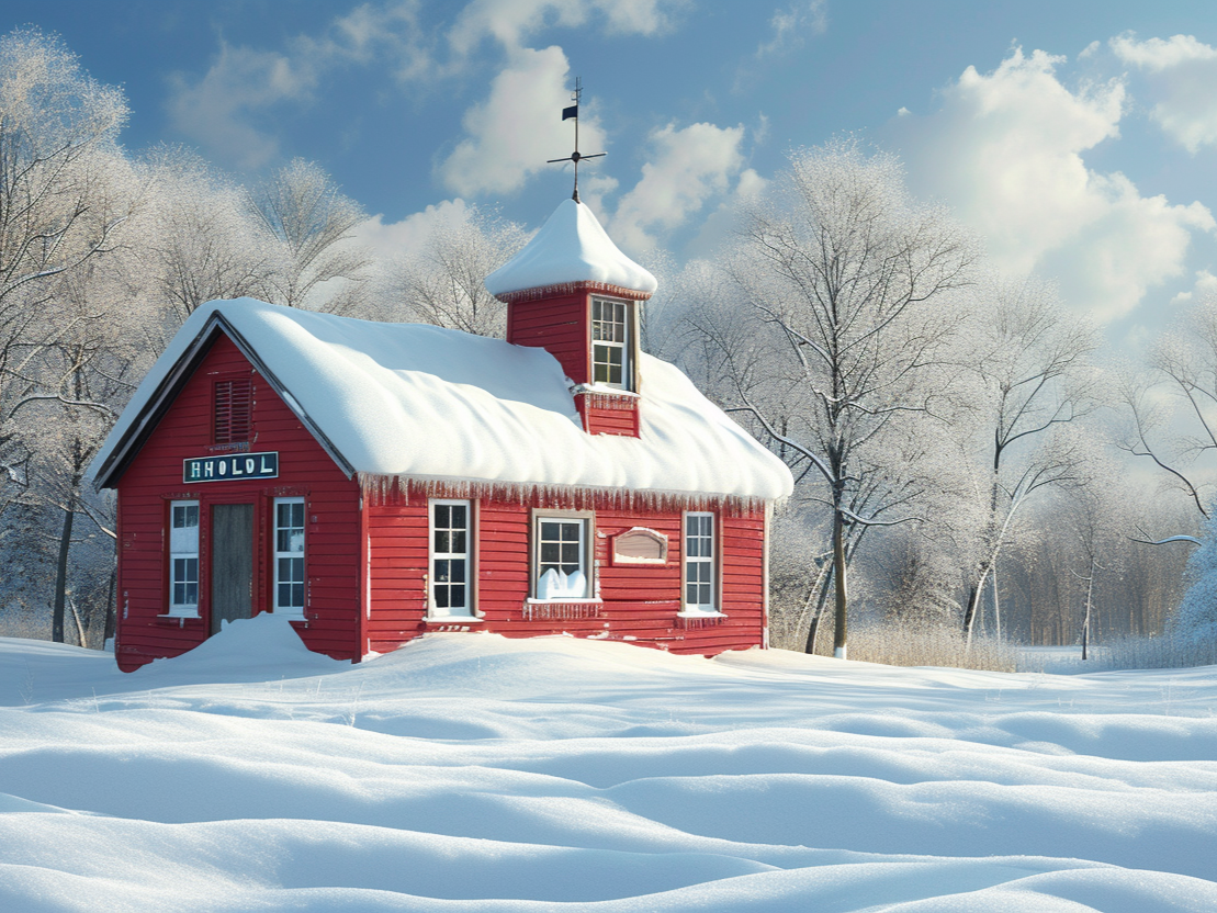 Red Schoolhouse Winter Diamond Art Kit