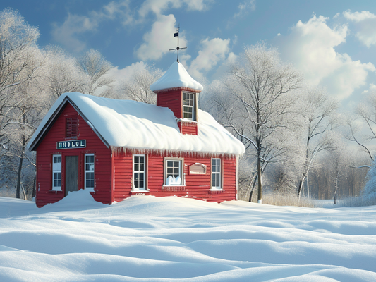 Red Schoolhouse Winter Diamond Art Kit