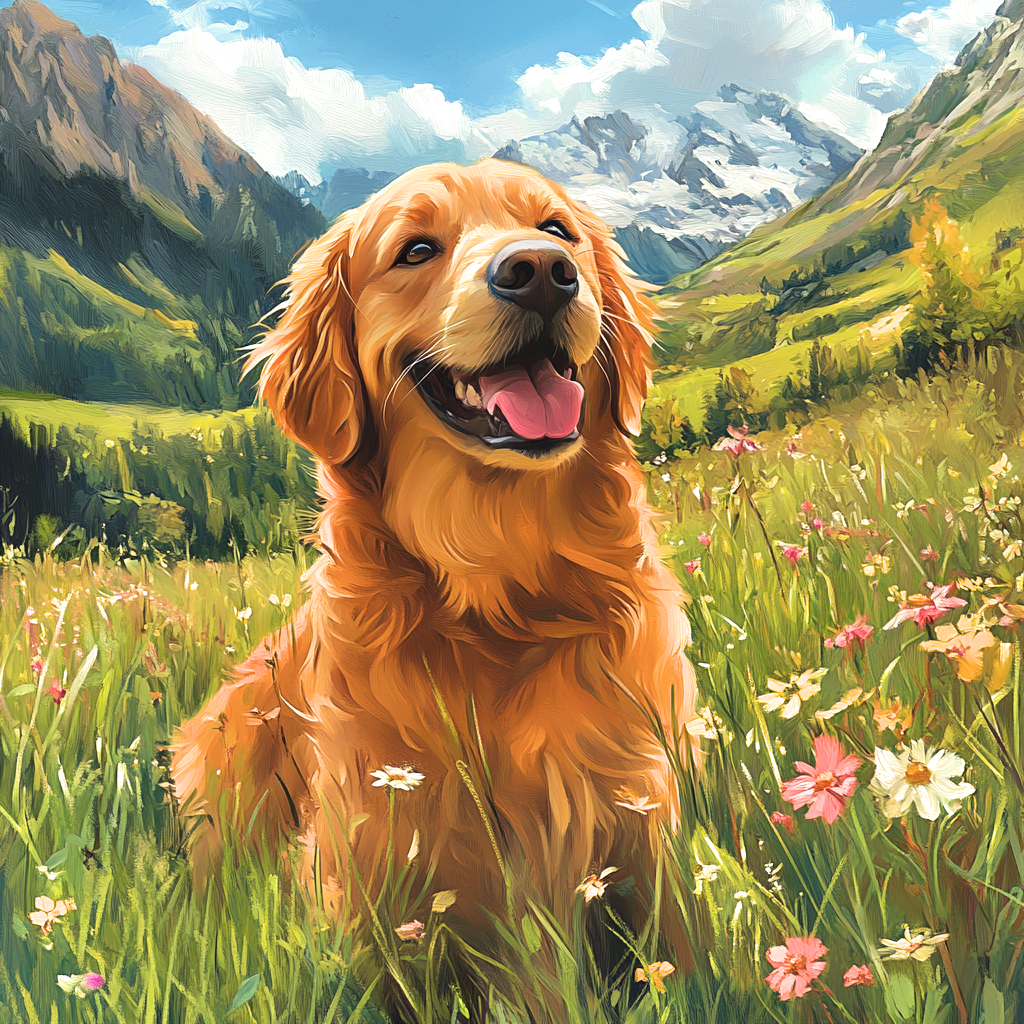 Golden Retriever Wildflower Meadow Diamond Art Kit