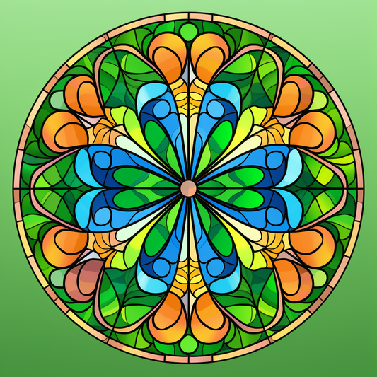 Green Flower Abstract Circle Diamond Art Kit