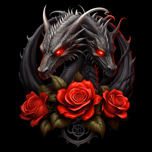Glowing Eye Dragons Roses Diamond Art Kit
