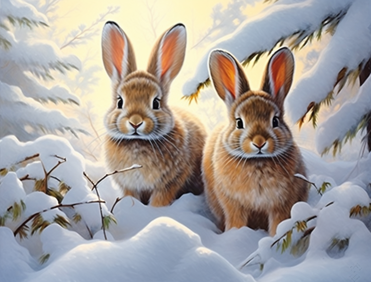 Two Rabbits In The Whites Now Diamond Art Kit