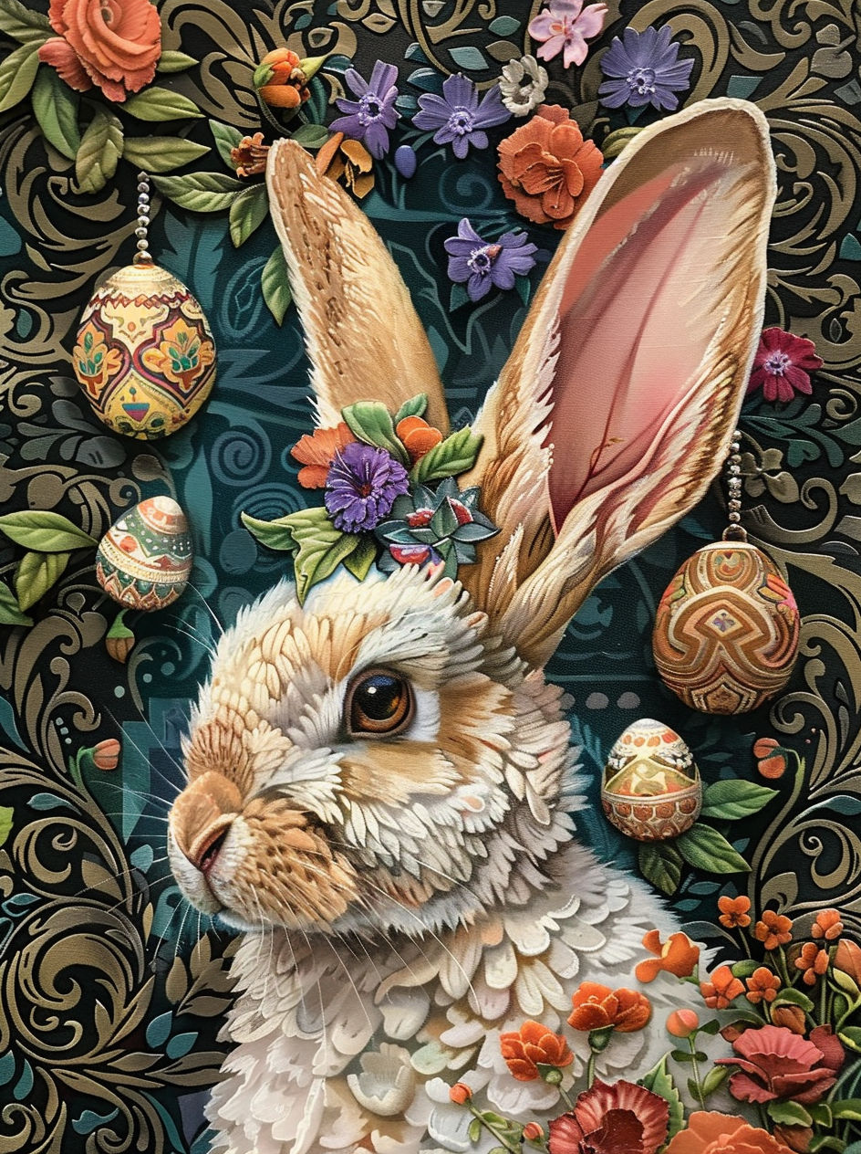 Furry Bunny Abstract Eggs Diamond Art Kit