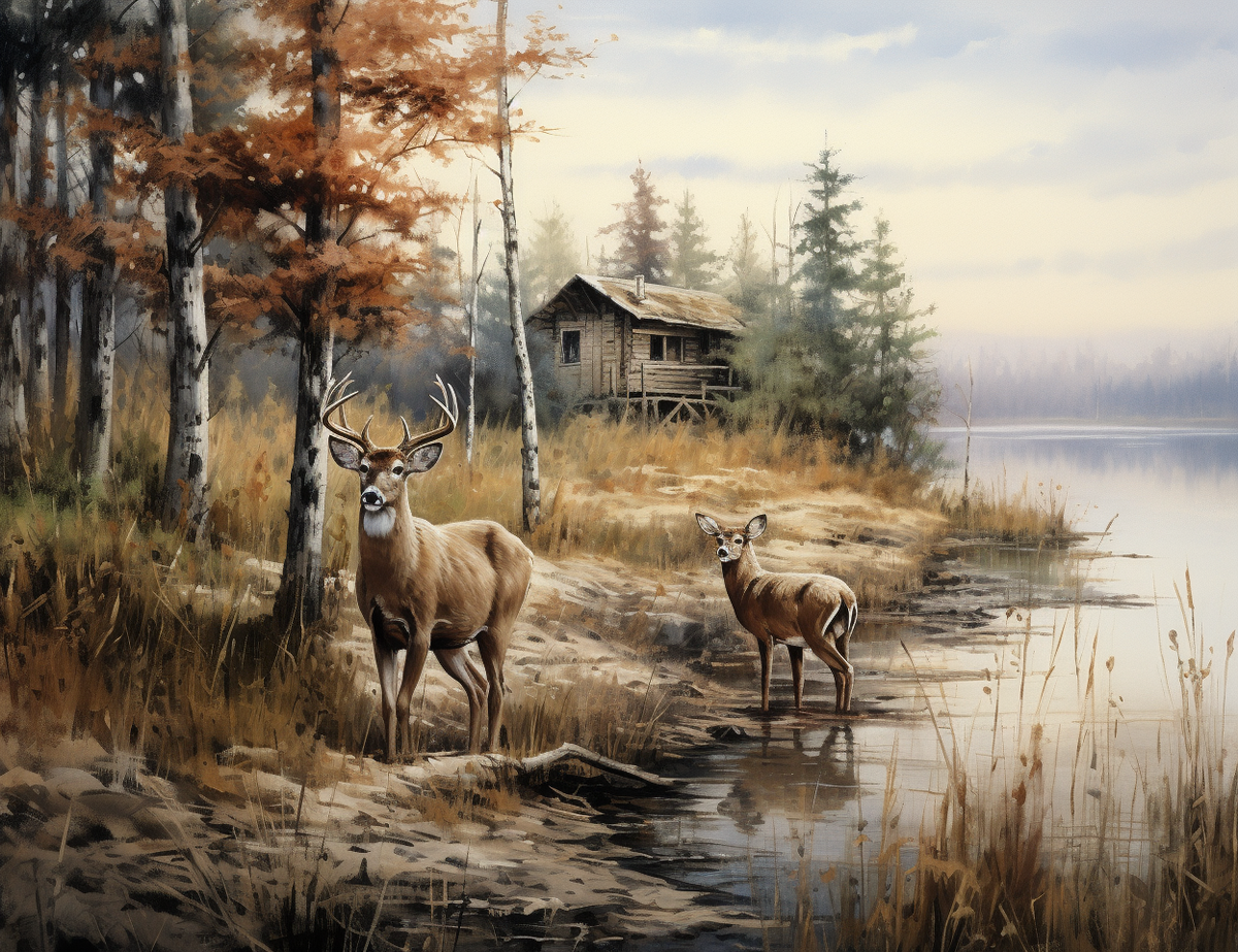 Water Edge Doe And Buck Diamond Art Kit